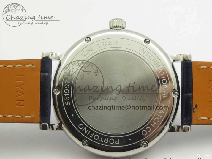 MIROTIME 0210 Fashionable Portofino IW458101 Diamond Bezel SS MK 1:1 Best Edition Blue Dial On Blue Leather Strap MIYOTA 7169